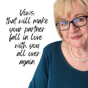 Photo of Jennifer Cram, Vows Magician and
Authorised Marriage Celebrant with the text "Vows
to make your partner fall in love with you all over
again"